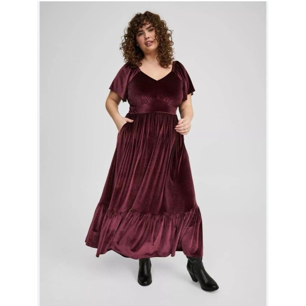 Torrid size 2 purple velvet maxi dress
